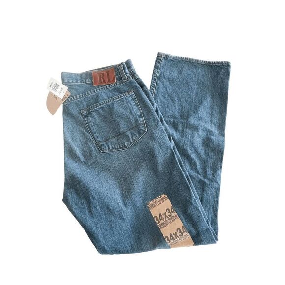 Polo RL Mens Denim Jeans Ashmore Original Straight Leg Blue Wash Size 34 - Picture 3 of 12